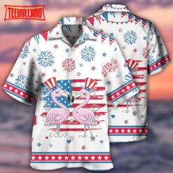 Flamingo Independence Day Star America Hawaiian Shirt