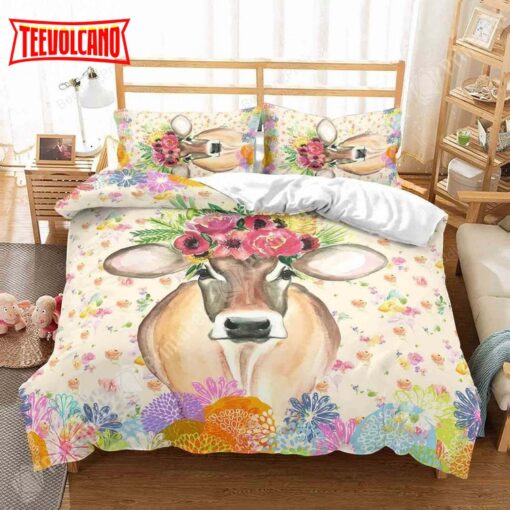 Floral Cow Duvet Cover Bedding Sets