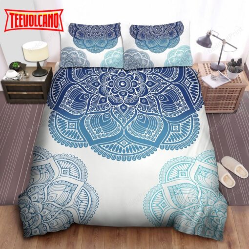 Floral Mandala Blue Shades Duvet Cover Bedding Sets