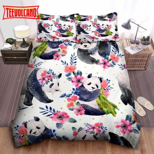 Floral Panda Bed Sheets Duvet Cover Bedding Sets