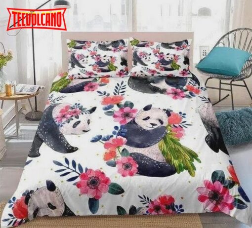 Floral Panda Duvet Cover Bedding Sets