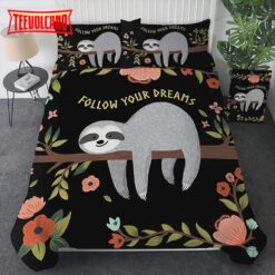 Floral Sloth Bedding Cartoon Duvet Cover Bedding Sets