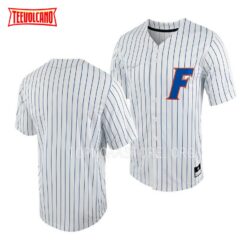 Florida Gators College Baseball White Pinstripes Full-Button Jersey