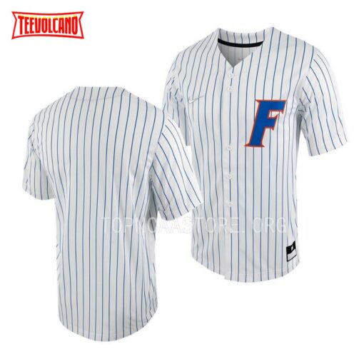 Florida Gators College Baseball White Pinstripes Full-Button Jersey