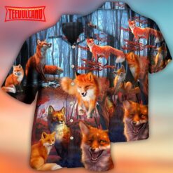 Fox Beautiful Red Forest Hawaiian Shirt