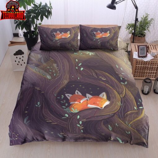 Fox Couple Sleeping In Cave Bedding Sets