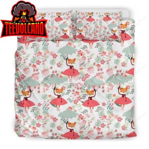 Fox Girl Flower Bed Sheets Duvet Cover Bedding Sets