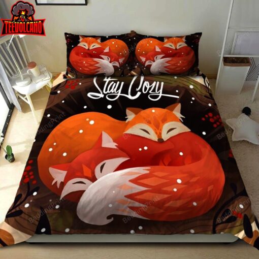 Fox Stay Cozy Bed Sheets Duvet Cover Bedding Sets