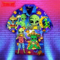 Funny Aliens Eat Tacos On Their Planet Hawaiian Shirt