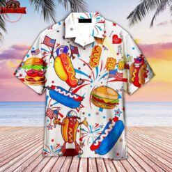 Funny American Hot Dog 4th Of July Independence Day Hawaiian Shirt