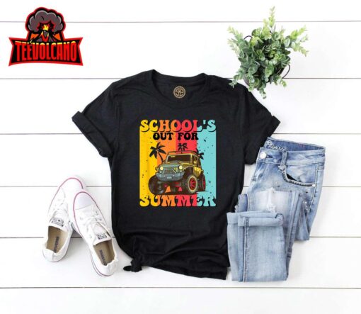 Funny School’s Out For Summer Teacher Summer Vacation Groovy T-Shirt