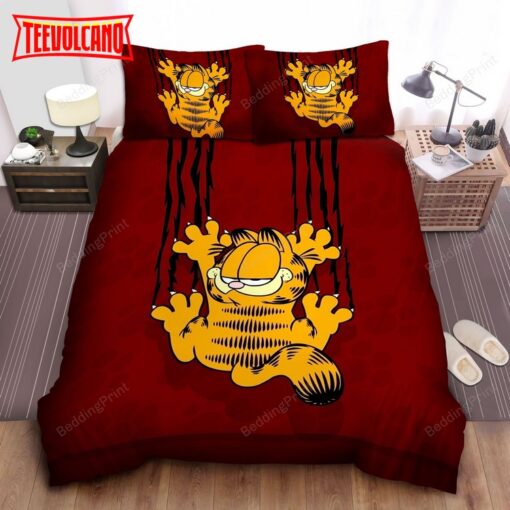 Garfield Scratching On The Red Background Duvet Cover Bedding Sets