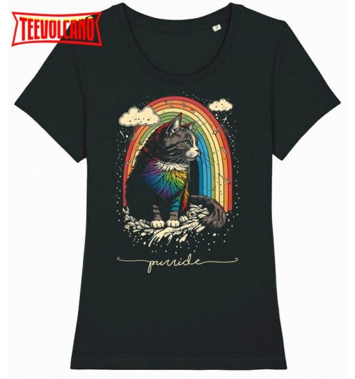 Gay Purride Cat Rainbow T-Shirt