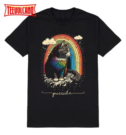 Gay Purride Cat Rainbow T-Shirt