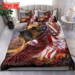 German Shepherd And Eagle American Independence Day Patriotic Dog Bedding Set