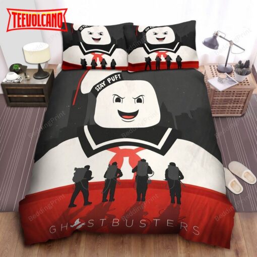 Ghostbusters Team Silhouettes And Stay Puft Marshmallow Man Bedding Set