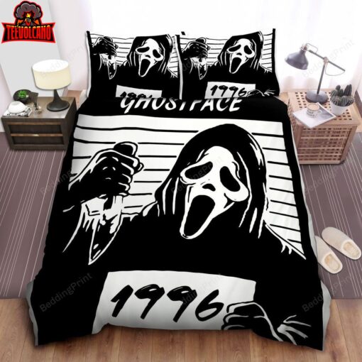 Ghostface 1996 Mug Shot In Black And White Duvet Cover Bedding Sets