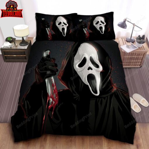 Ghostface With Bloody Knife Illustration Duvet Cover Bedding Sets63