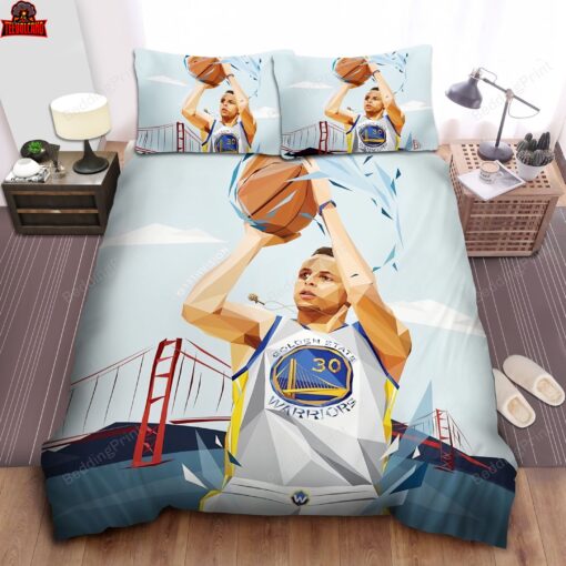 Golden State Warriors Stephen Curry 3 Point Shot Illustration Bedding Sets