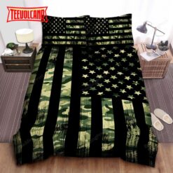 Green Camouflage American Flag Duvet Cover Bedding Sets