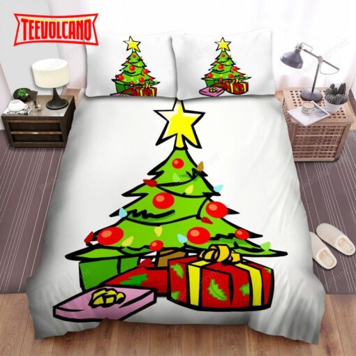 Green Christmas Tree And Boxes Duvet Cover Bedding Sets