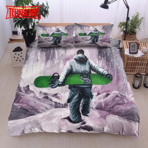 Green Snowboarding Snowboarder Duvet Cover Bedding Sets