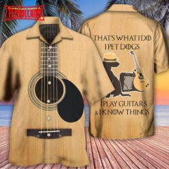 Guitar I Pet Dog I Play Guitar I Know Things Hawaiian Shirt