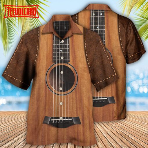 Guitar Vintage Leather Music Lover Hawaiian Shirt