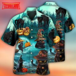 Halloween Black Cat Pumpkin Scary Style Hawaiian Shirt