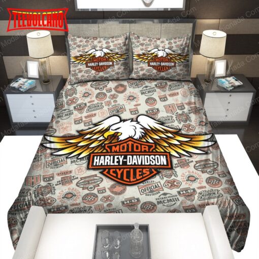 Harley-Davidson Logo With Eagle Duvet Cover Bedding Sets