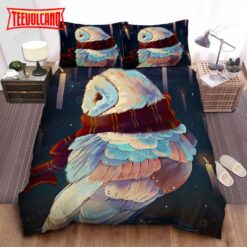 Harry Porter Snowy Owl Hedwig With Gryffindor Scarf Art Duvet Cover Bedding Sets