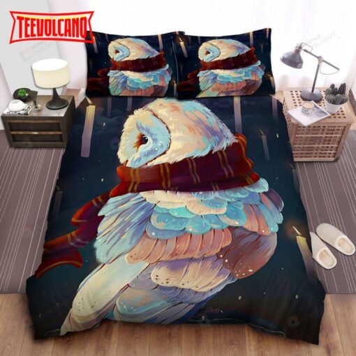 Harry Porter Snowy Owl Hedwig With Gryffindor Scarf Art Duvet Cover Bedding Sets