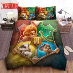 Harry Potter Cute Little Animals Symbol Of Houses In Hogwarts Crest Bedding Set