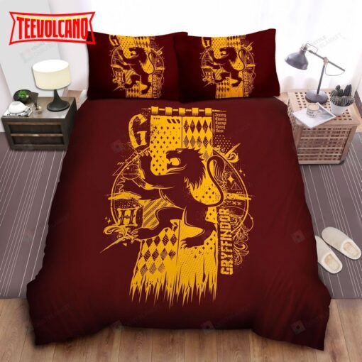 Harry Potter Symbol Of House Gryffindor Bravery Chivalry And Courage Bedding Set