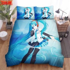 Hatsune Miku With Blue Background Duvet Cover Bedding Sets