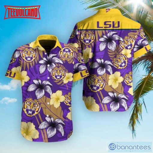 Hawaiian Shirt lsu tigers Tropical Flower Pattern Hawaii Shirt
