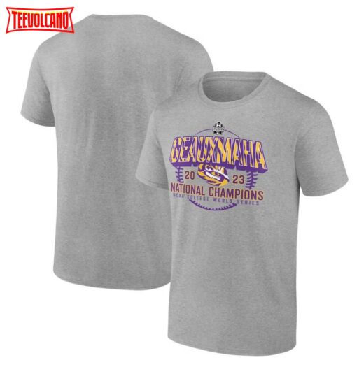 Heather Gray LSU Tigers 2023 NCAA Men’s Baseball College World Series Champions T-Shirt