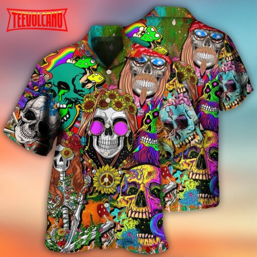 Hippie Skull Colorful Cool Style Hawaiian Shirt