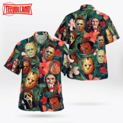 Horror Characters Short Sleeve Button Hawaiian Shirt