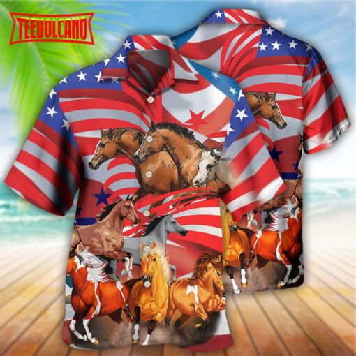 Horse Independence Day America Hawaiian Shirt