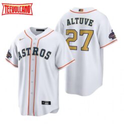 Houston Astros Jose Altuve White 2023 Gold Collection Replica Jersey