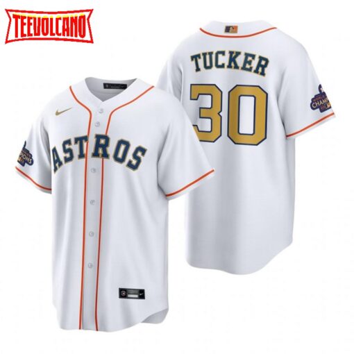 Houston Astros Kyle Tucker White 2023 Gold Collection Replica Jersey