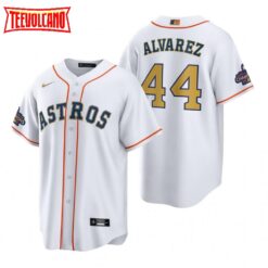 Houston Astros Yordan Alvarez White 2023 Gold Collection Replica Jersey