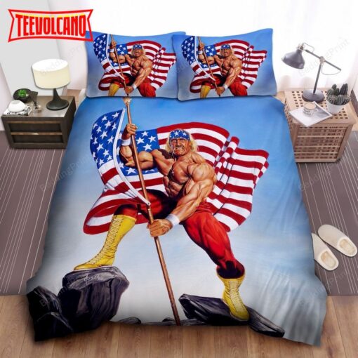 Hulk Hogan Holding Usa Flag Painting Duvet Cover Bedding Sets