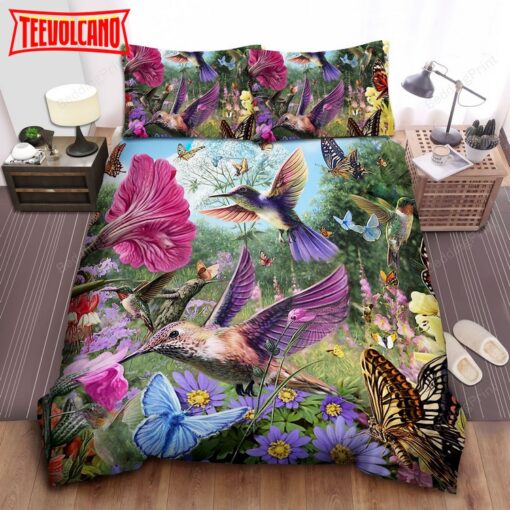 Hummingbird Garden Bed Sheets Spread Duvet Cover Bedding Sets