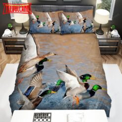 Hunting, Flying Ducks From The River Duvet Cover Bedding Sets