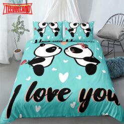 I Love Panda Bed Sheets Duvet Cover Bedding Sets