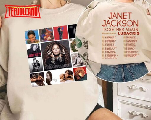 Janet Jackson Together Again Tour 2023 Double Side T-Shirt For Fan