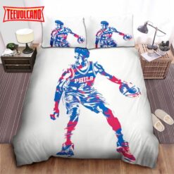 Joel Embiid In Signature Philadelphia 76ers Colors Duvet Cover Bedding Sets