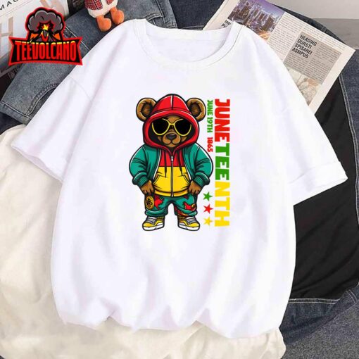 Juneteenth Black Mens Hip Hop Teddy Bear African American Unisex T-Shirt